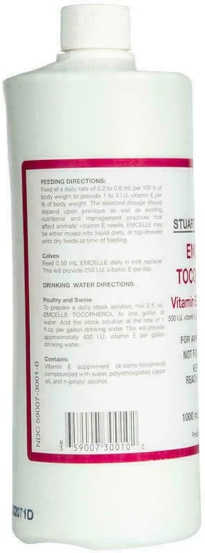 Emcelle Tocopherol Liquid Vitamin E Supplement for Horses, 1000 mL