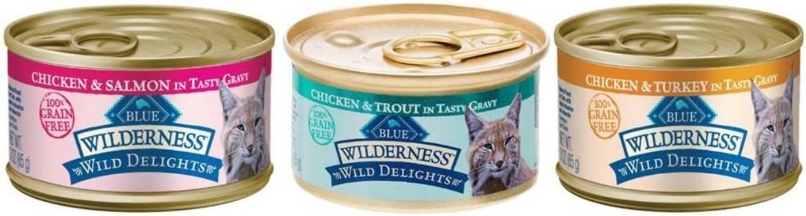 Blue Buffalo Wilderness Wild Delights Wet Cat Food Variety, 6 x 3 oz
