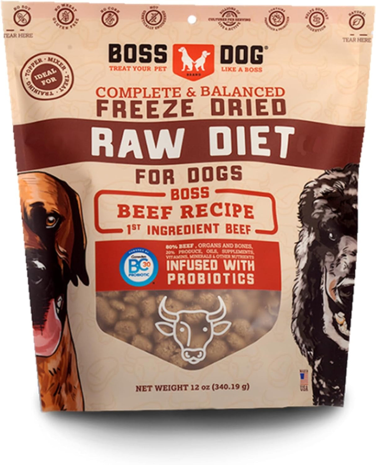 Boss Dog Freeze-Dried Raw Diet for Dogs, 12 oz