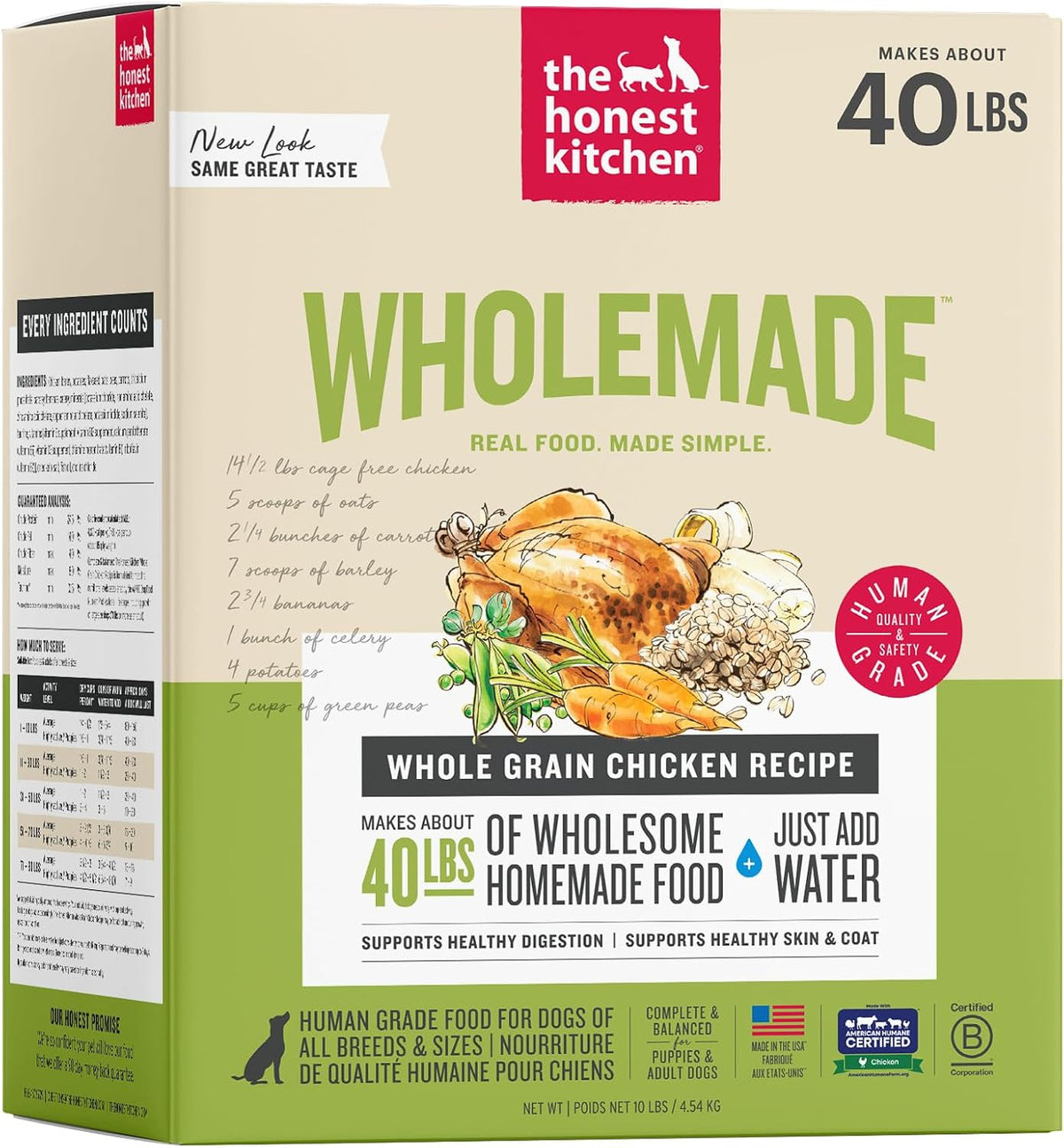 The Honest Kitchen Wholemade Whole Grain Chicken Recipe Dehydrated Dog Food, 10 lb