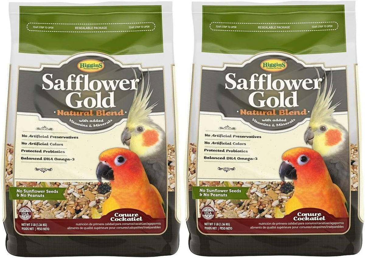 Higgins Safflower Gold Conure & Cockatiel Food, 2 x 3 lb
