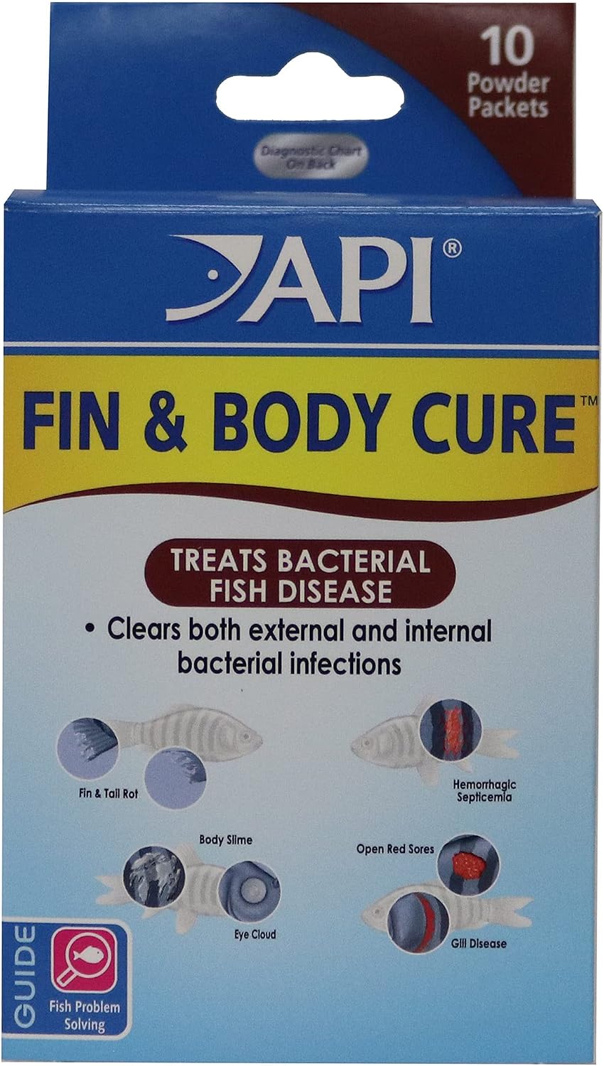 API Fin & Body Cure Freshwater Fish Medication Powder, 10 Packets