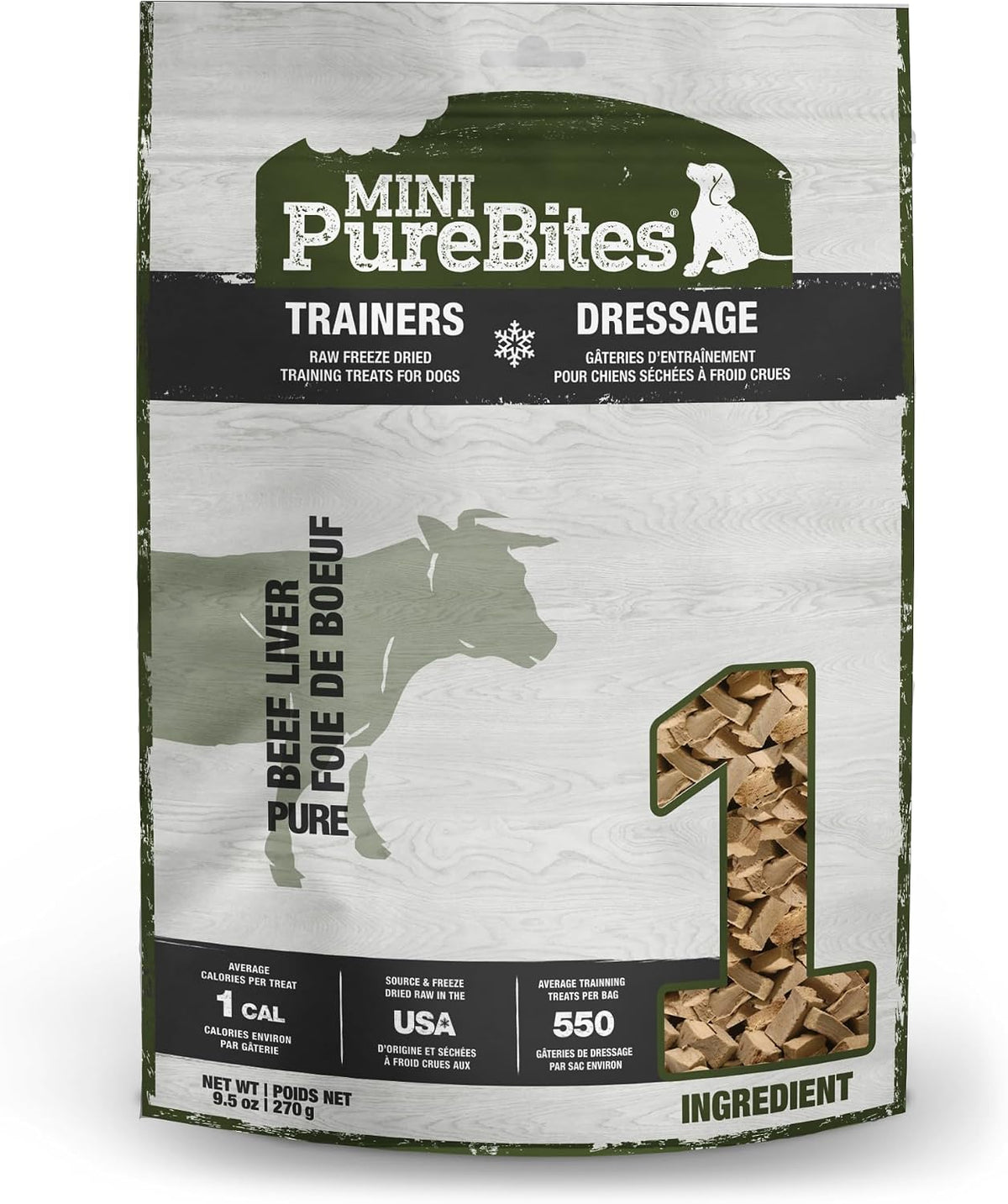 PureBites Mini Trainers Beef Liver Freeze-Dried Dog Treats, 9.5 oz