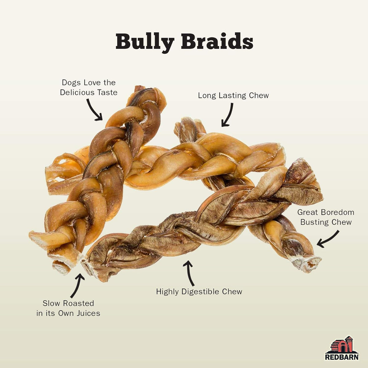 Redbarn Braided Bully Sticks for Dogs, Multi-Pack