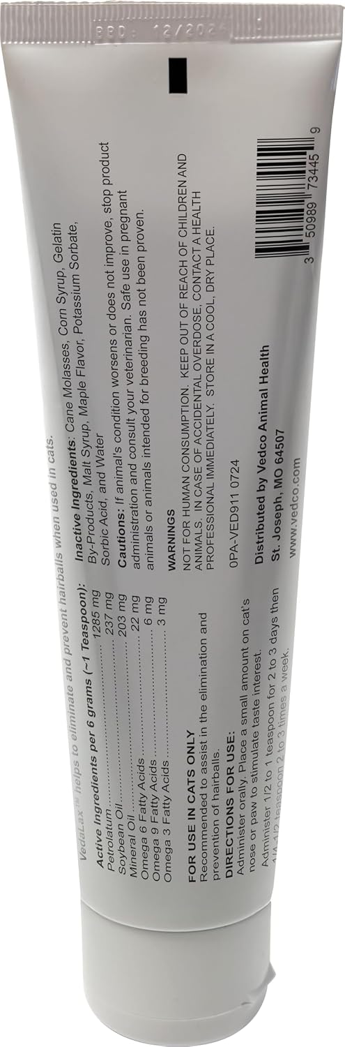 Vedco Vedalax Hairball Oral Gel for Cats, Maple, 4.25 oz