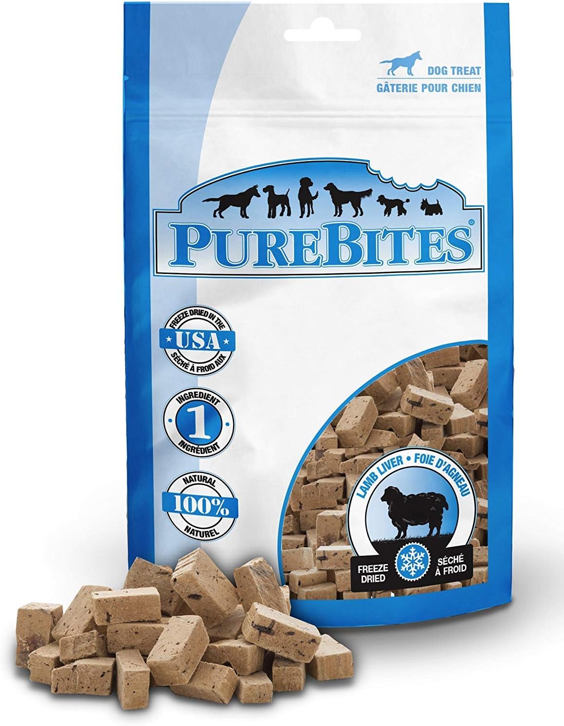 PureBites Lamb Liver Freeze-Dried Dog Treats, 3 x 3.35 oz