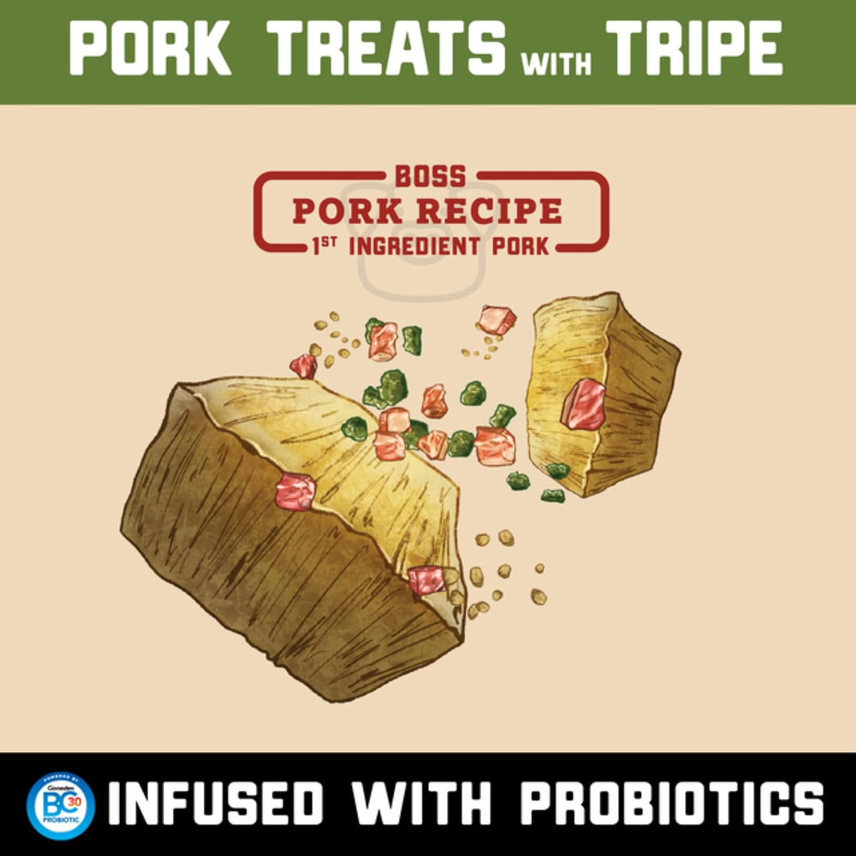 Boss Dog ProBites Pork Tripe Treats for Dogs & Cats, 3 oz