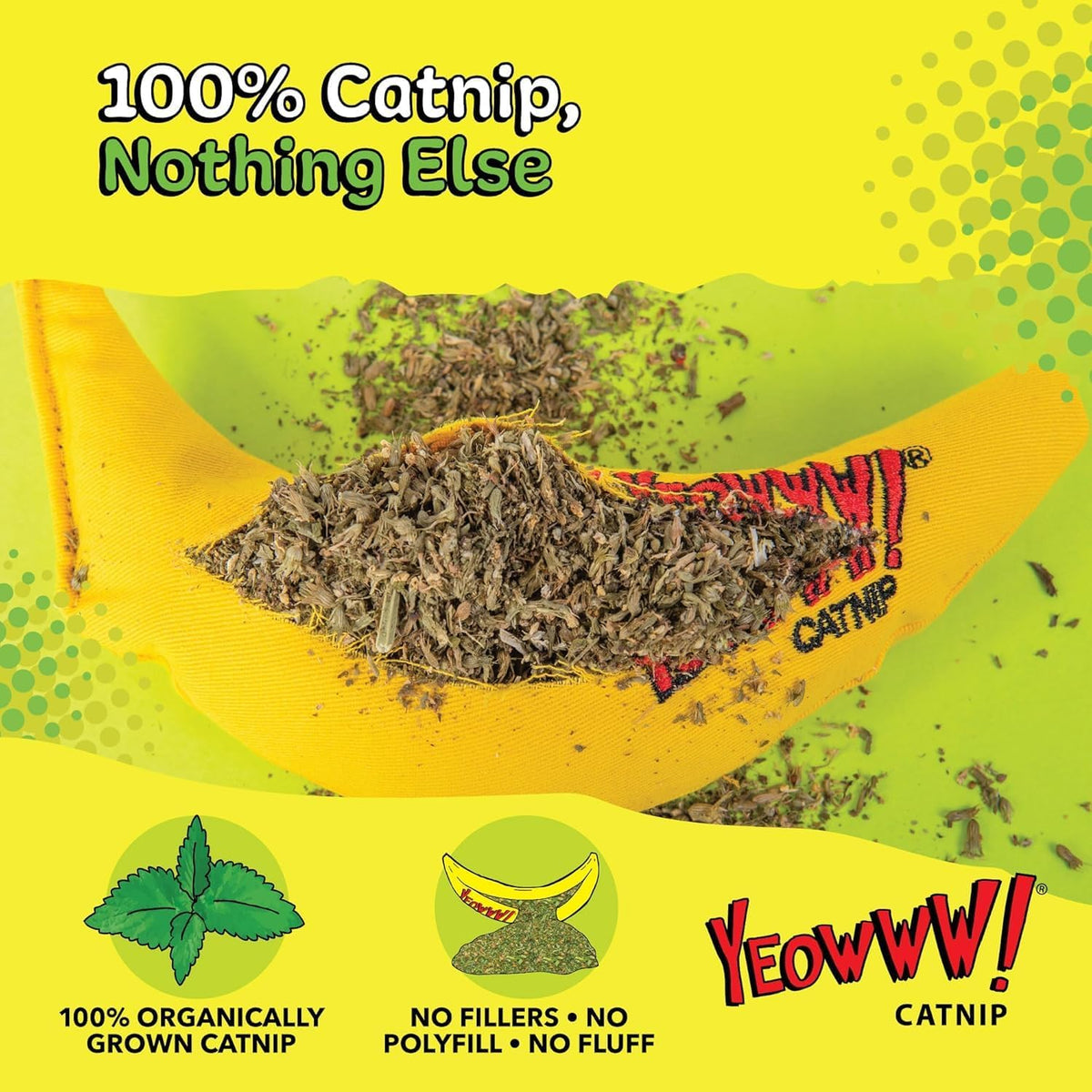 Yeowww! Organic Catnip Banana Toy, 3 Pack