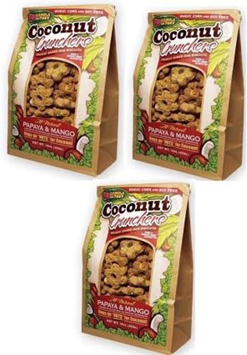 K9 Granola Factory Papaya & Mango Coconut Crunchers Dog Treats, 3 Pack