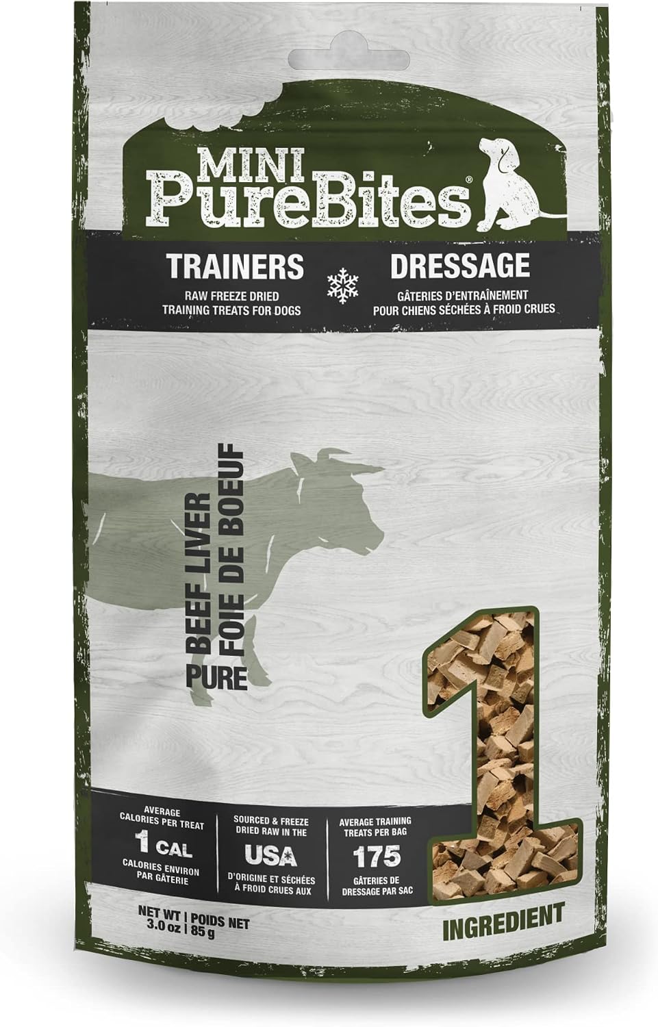 PureBites Mini Trainers Beef Liver Freeze-Dried Dog Treats, 9.5 oz