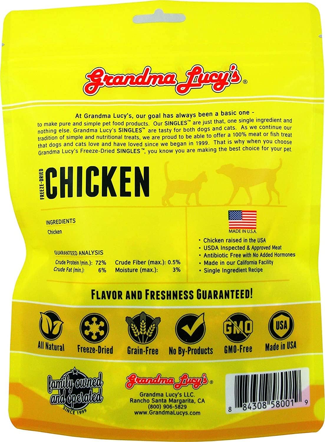 Grandma Lucy's Freeze-Dried Singles Treats for Dogs & Cats, 3 Pack