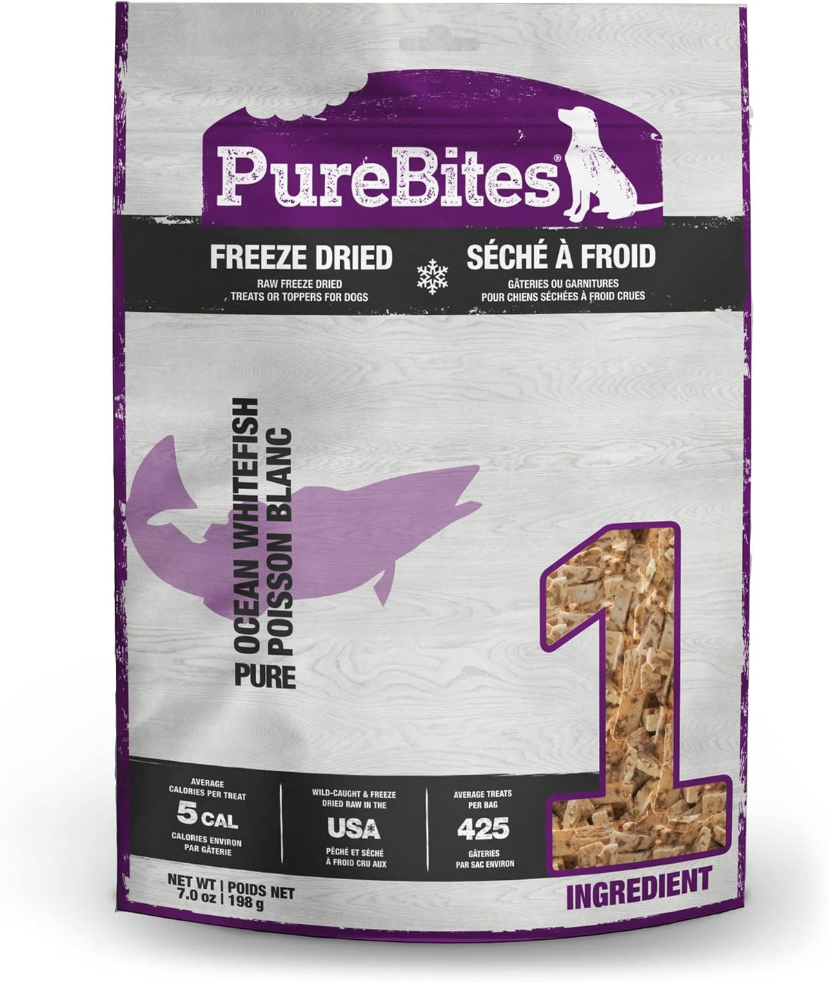 PureBites Ocean Whitefish Freeze-Dried Dog Treats, 7 oz