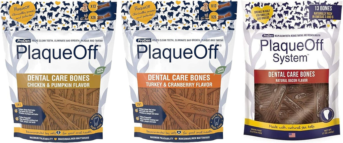ProDen PlaqueOff Dental Bones for Dogs, 3 Flavor Bundle