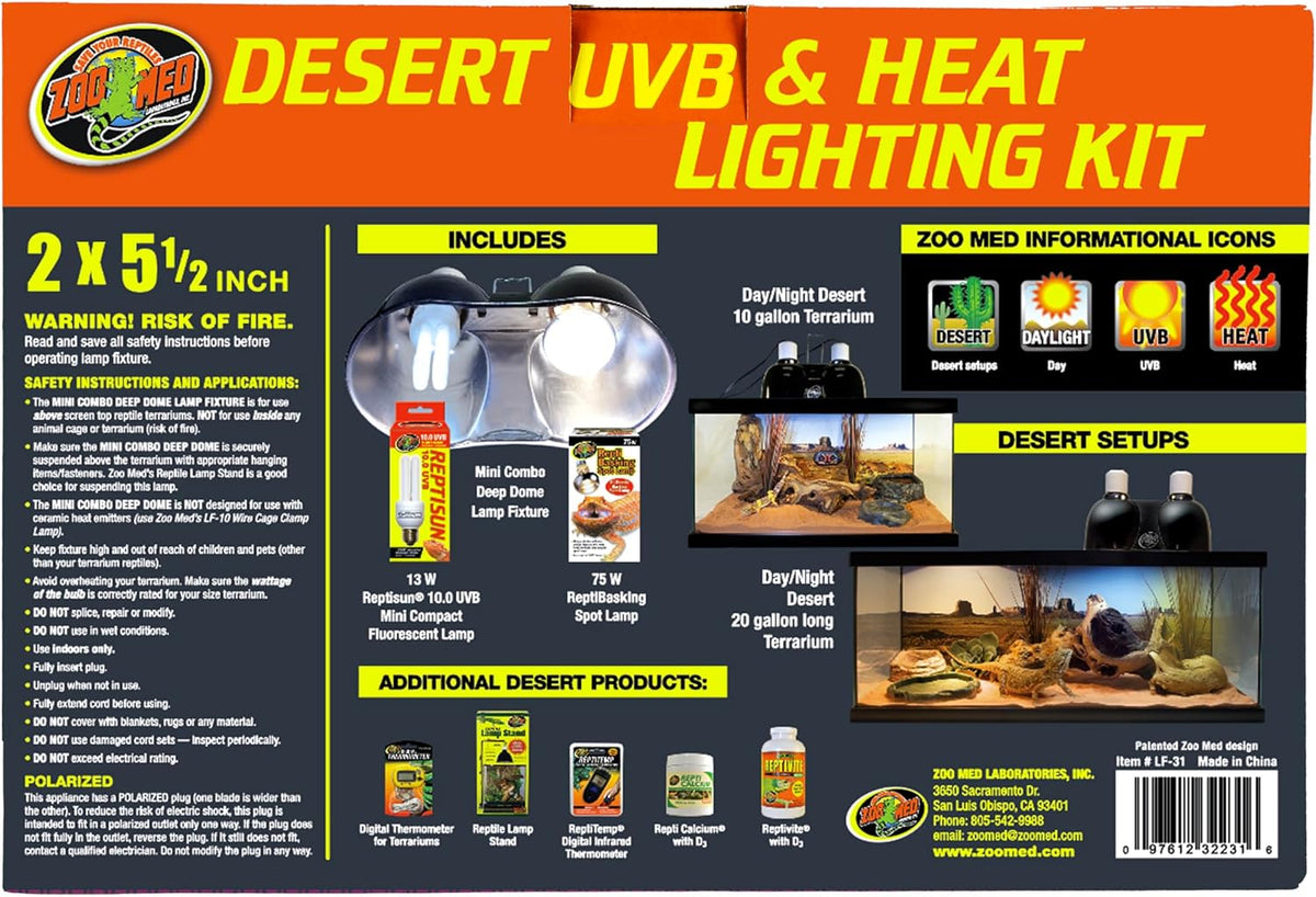 Zoo Med Desert UVB & Heat Lighting Kit