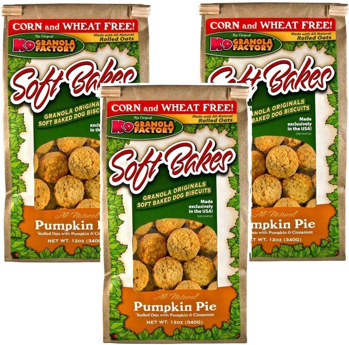 K9 Granola Factory Soft Bakes Pumpkin Pie Dog Treats, 3 Pack