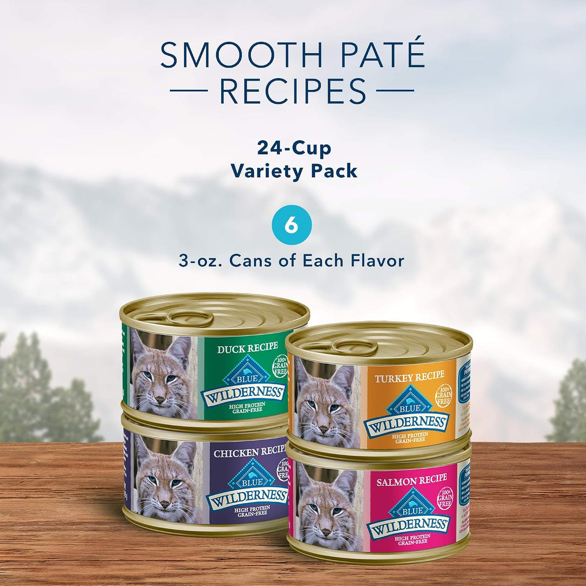 Blue Buffalo Wilderness Pate Wet Cat Food Variety, 24 x 3 oz