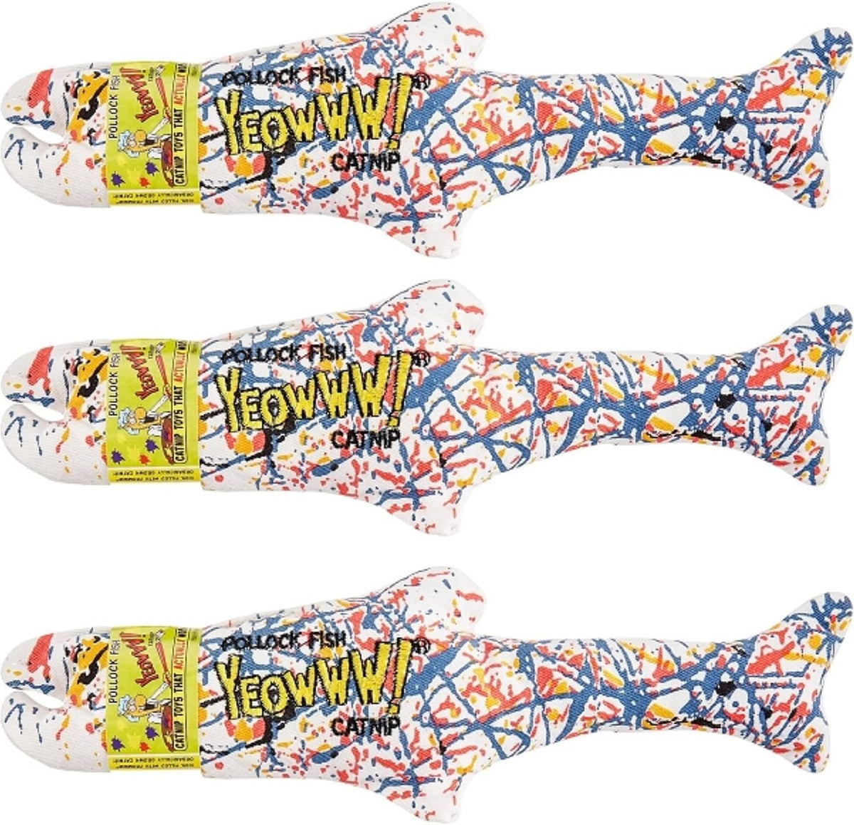 Yeowww! Organic Catnip Pollock Fish Toy, 3 Pack