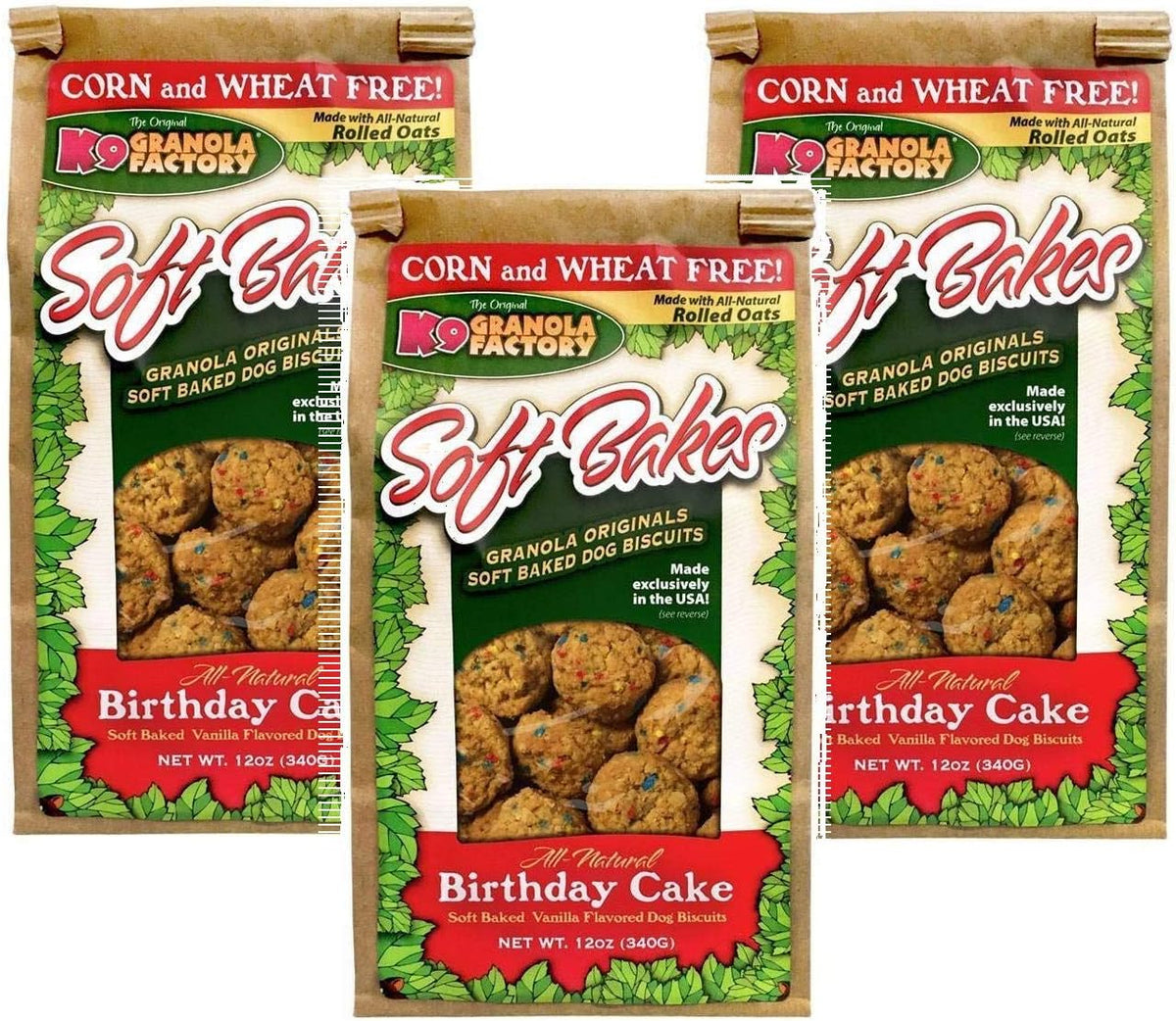 K9 Granola Factory Soft Bakes Birthday Cake Dog Treats, 3 Pack