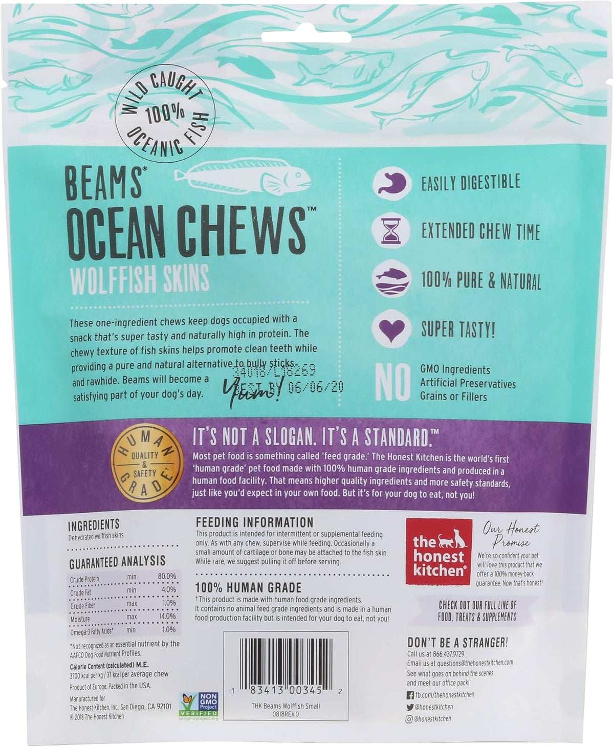 The Honest Kitchen Beams Wolffish Skin Dog Chews
