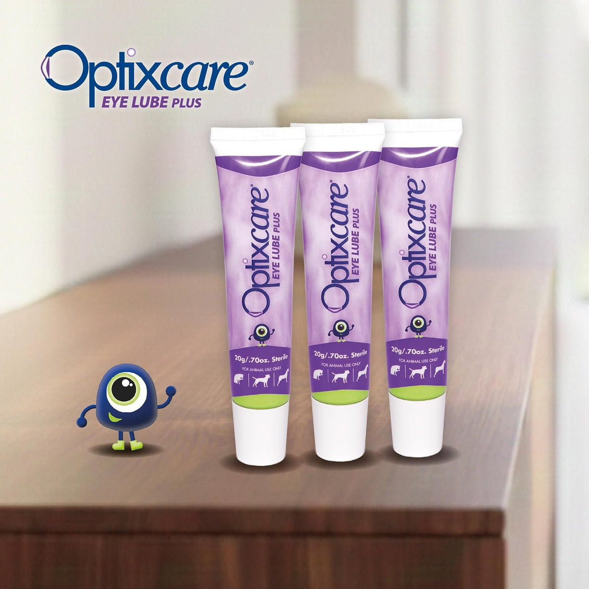 OptixCare Eye Lube Plus Hyaluron for Dogs, Cats & Horses, 3 x 20 g