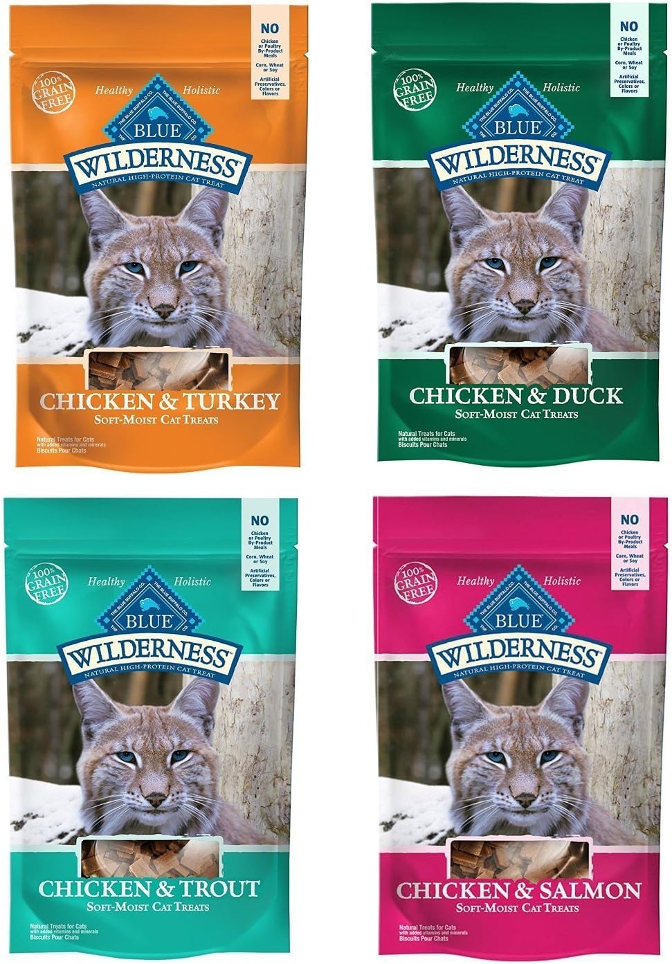 Blue Buffalo Wilderness Soft-Moist Grain-Free Cat Treats, 4 Flavor Variety