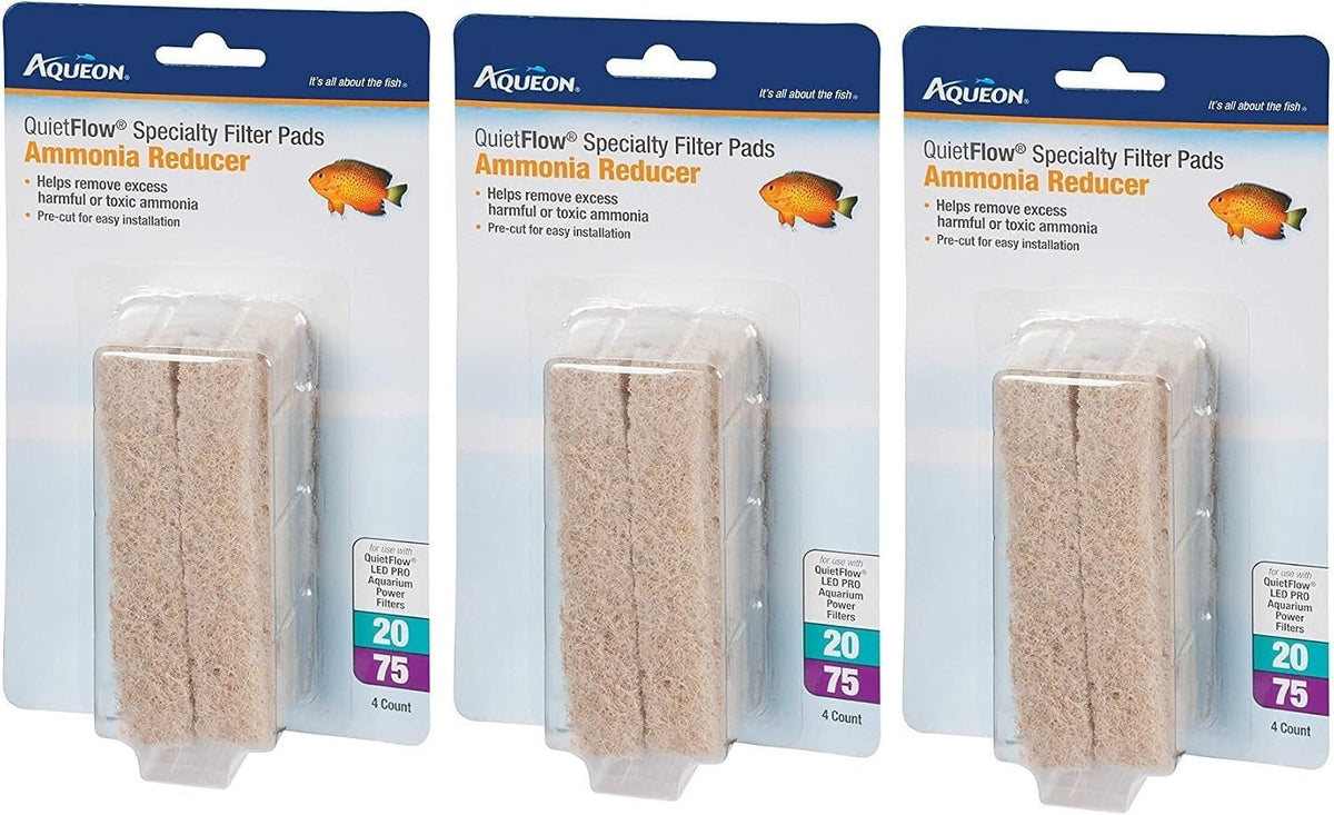Aqueon QuietFlow Ammonia Minipad Filter Cartridges, 3 Pack