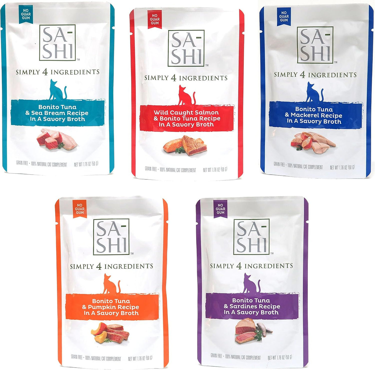 Sa-Shi Grain-Free Wet Cat Food Toppers, 1.76 oz Pouches