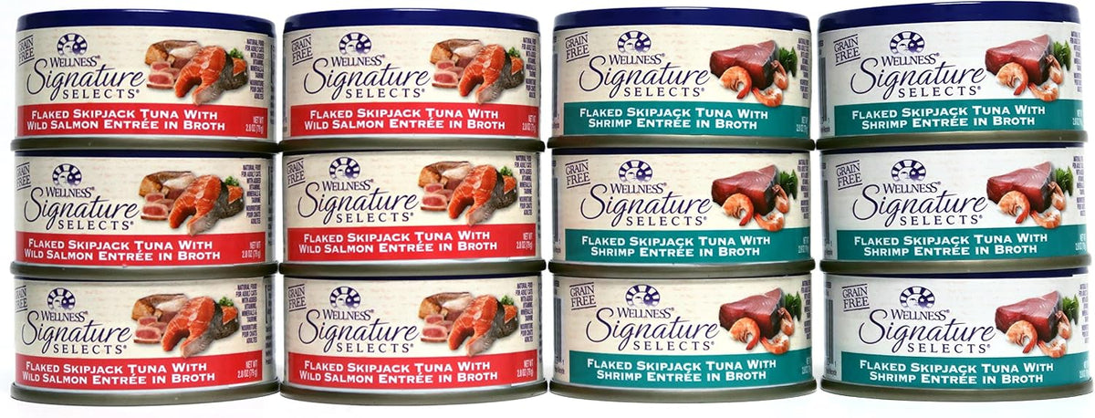 Wellness Signature Selects Flaked Wet Cat Food Variety, 12 x 2.8 oz
