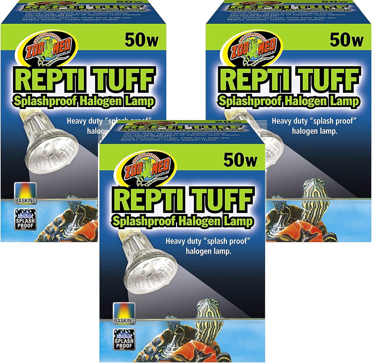 Zoo Med Repti Tuff Splashproof Halogen Lamps, 3 Pack