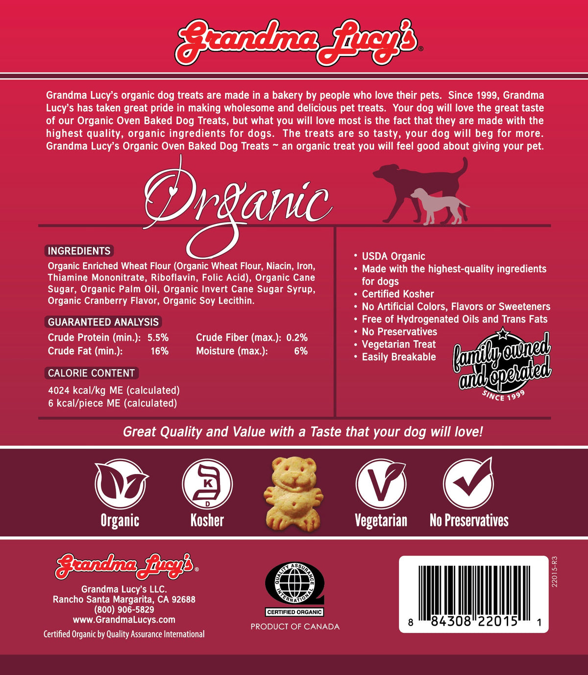 Grandma Lucy's Organic Cranberry Oven-Baked Dog Treats