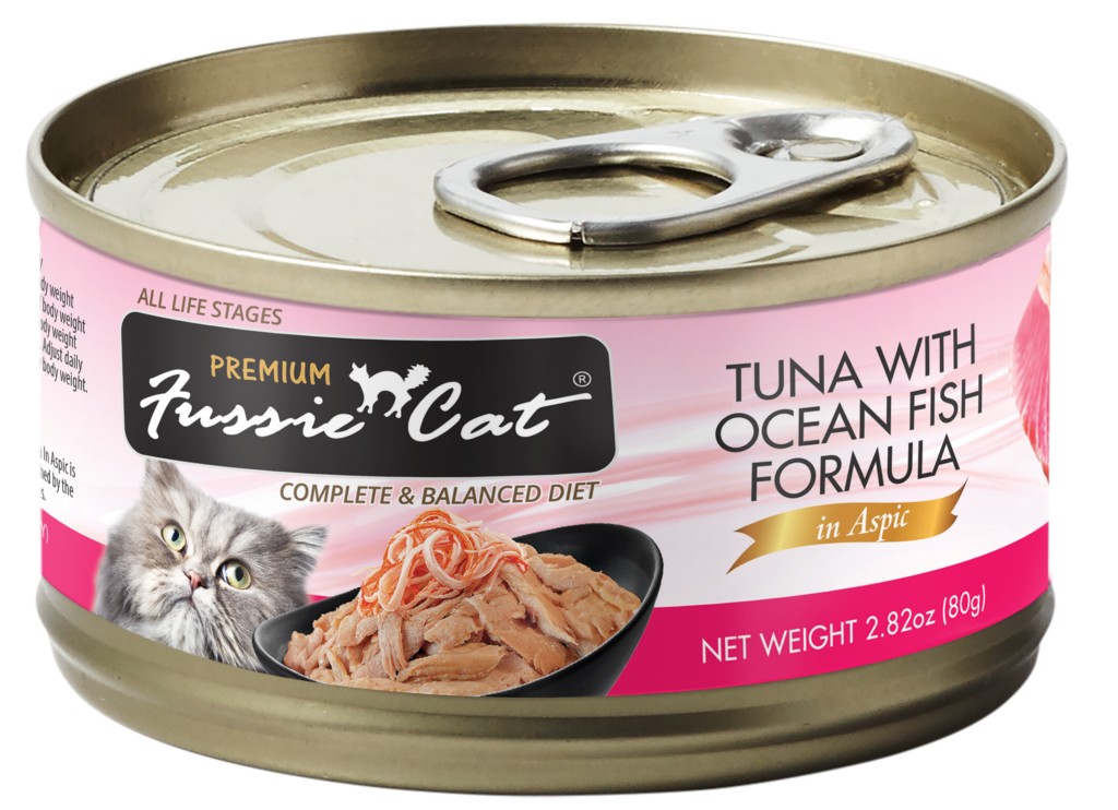 Fussie Cat Premium Tuna with Ocean Fish Grain-Free Wet Cat Food - 2.82oz Cans - Case of 24 Cans