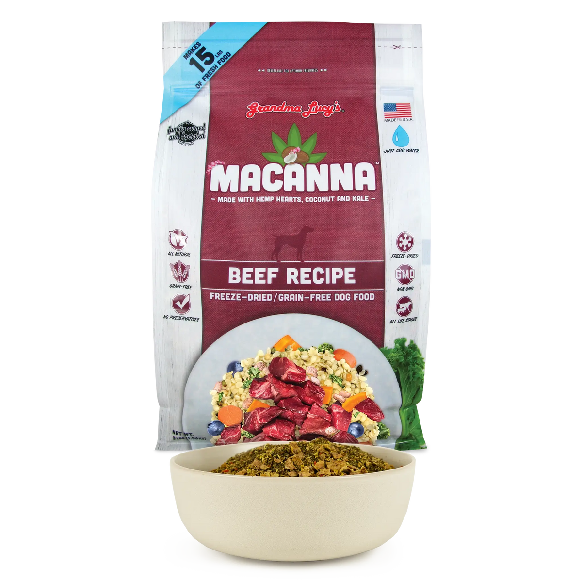 Grandma Lucy's Macanna Beef Grain-Free Freeze-Dried Dog Food