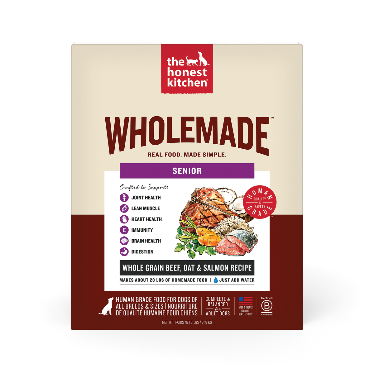 The Honest Kitchen Wholemade Whole Grain Beef, Oat & Salmon Dehydrated Dog Food for Seniors