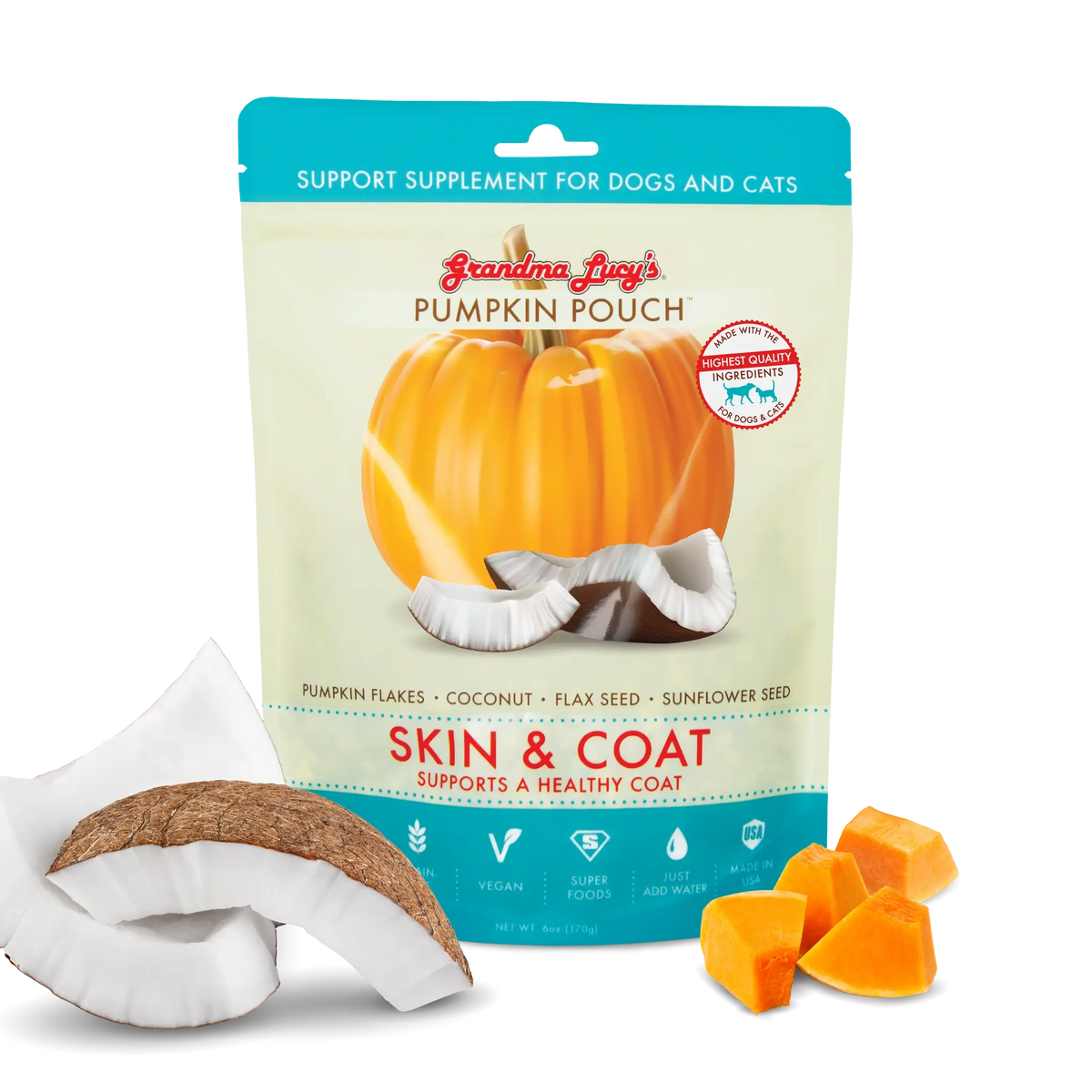 Grandma Lucy's Pumpkin Pouch Skin & Coat Dog & Cat Food Topper