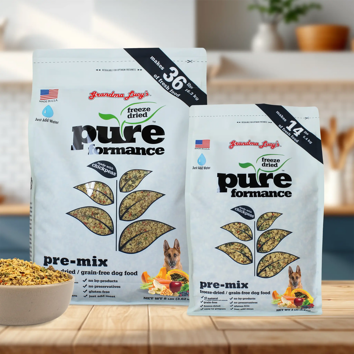 Grandma Lucy's Pureformance Pre-Mix Grain-Free Freeze-Dried Dog Food Base