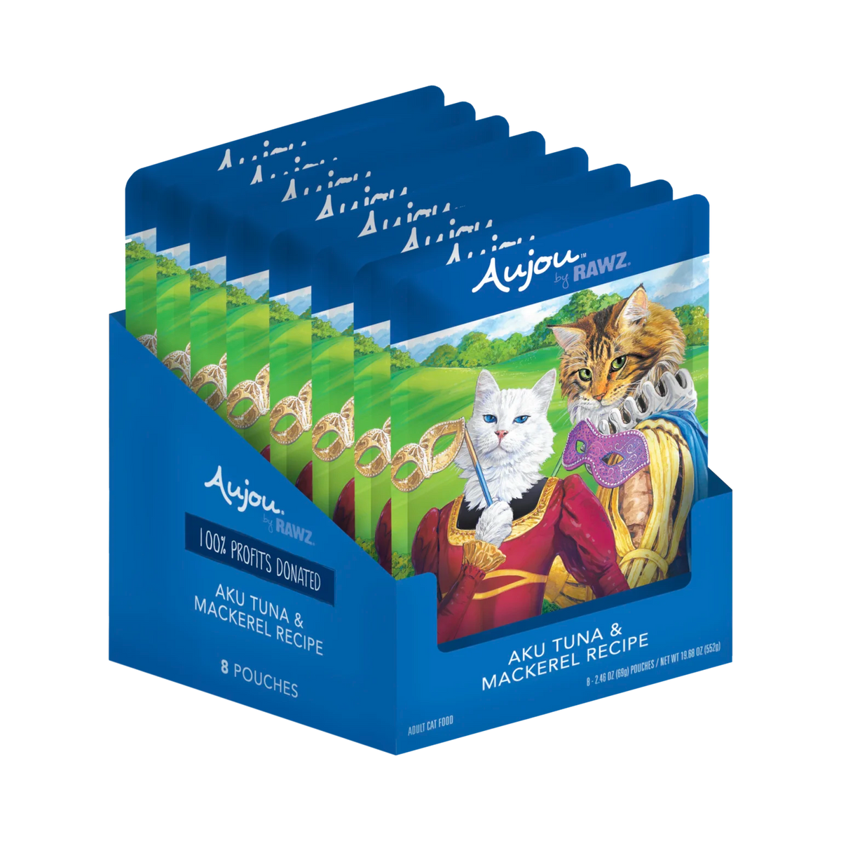 RAWZ Aujou Aku Tuna & Mackerel Recipe Cat Food – pouch display tray