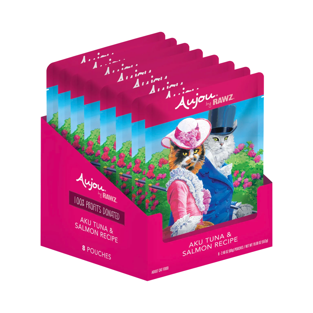 RAWZ Aujou Aku Tuna & Salmon Recipe Cat Food – pouch display tray