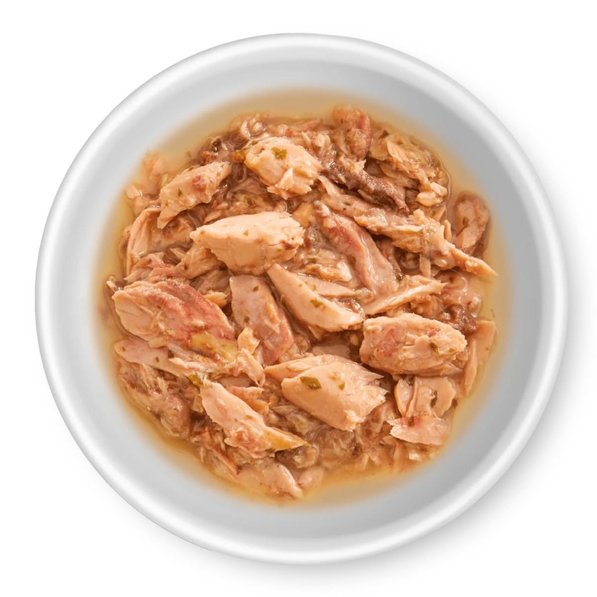 RAWZ Shredded Pouch Salmon, Aku Tuna & Tuna Oil Cat Food Recipe – food served in a bowl