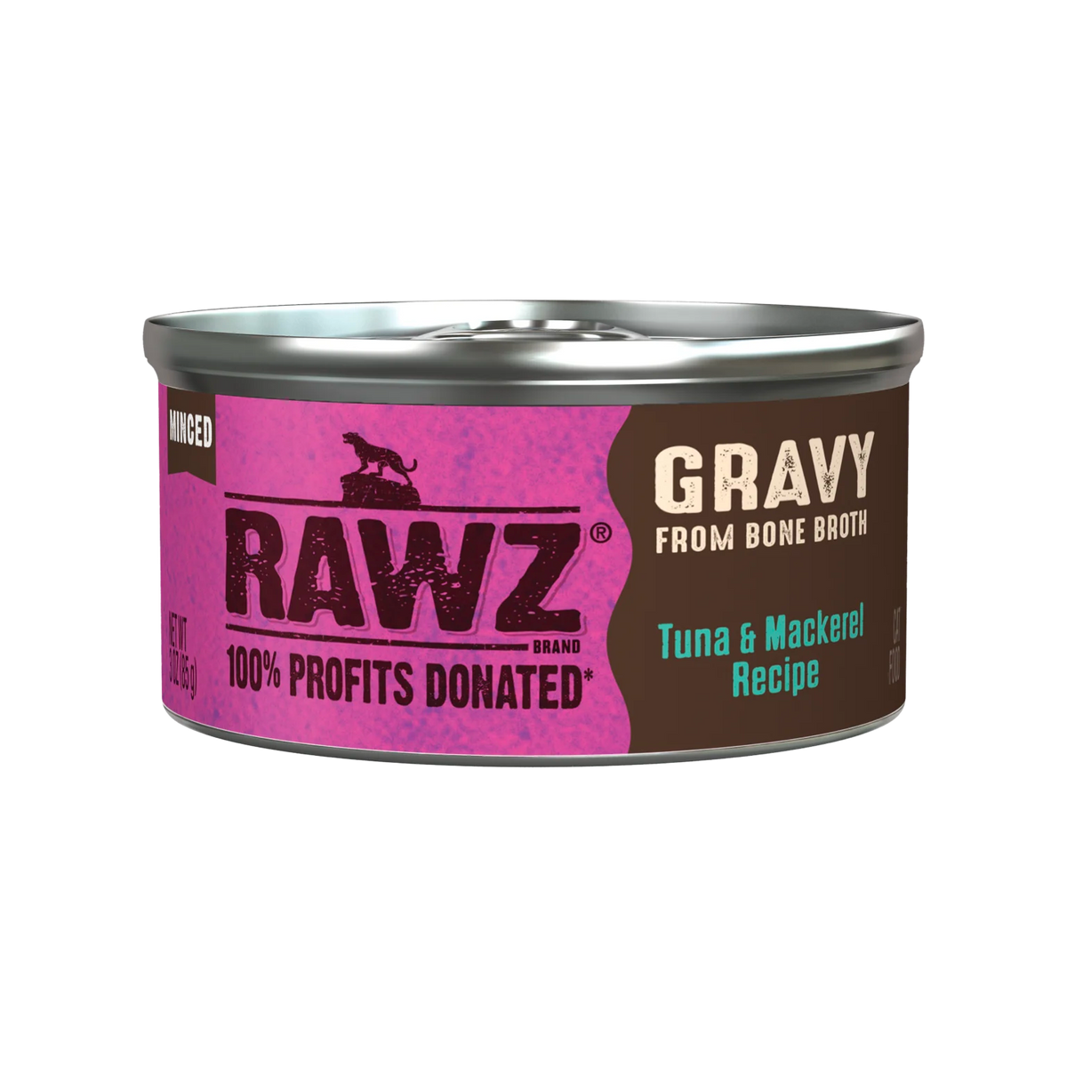 RAWZ Gravy Tuna & Mackerel Cat Food – 3 oz package, front