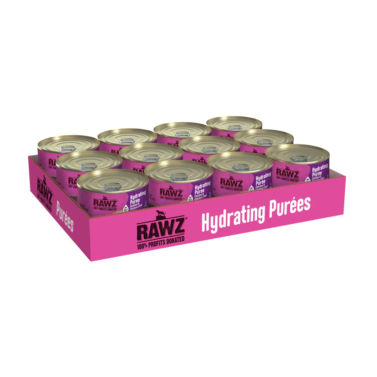 RAWZ Chicken & Chicken Liver Recipe Hydrating Puree for Cats – 5.5 oz case tray