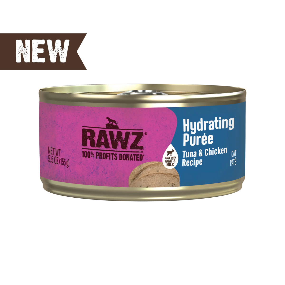 RAWZ Tuna & Chicken Recipe Hydrating Puree for Cats – 5.5 oz package, front
