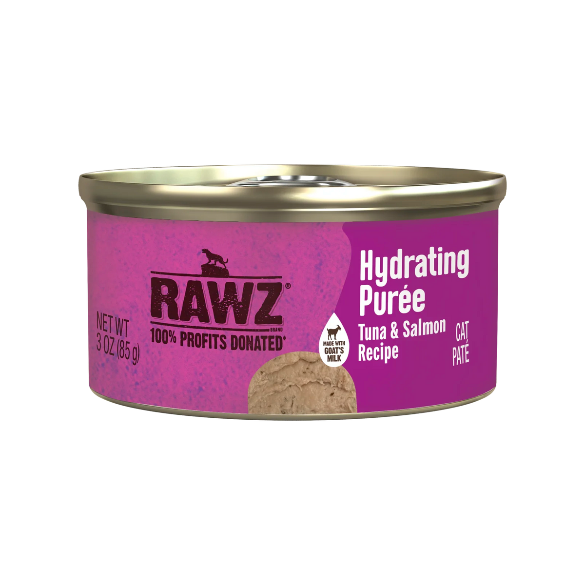 RAWZ Tuna & Salmon Recipe Hydrating Puree for Cats – 3 oz package, front