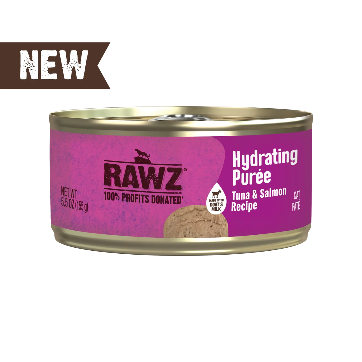 RAWZ Tuna & Salmon Recipe Hydrating Puree for Cats – 5.5 oz package, front