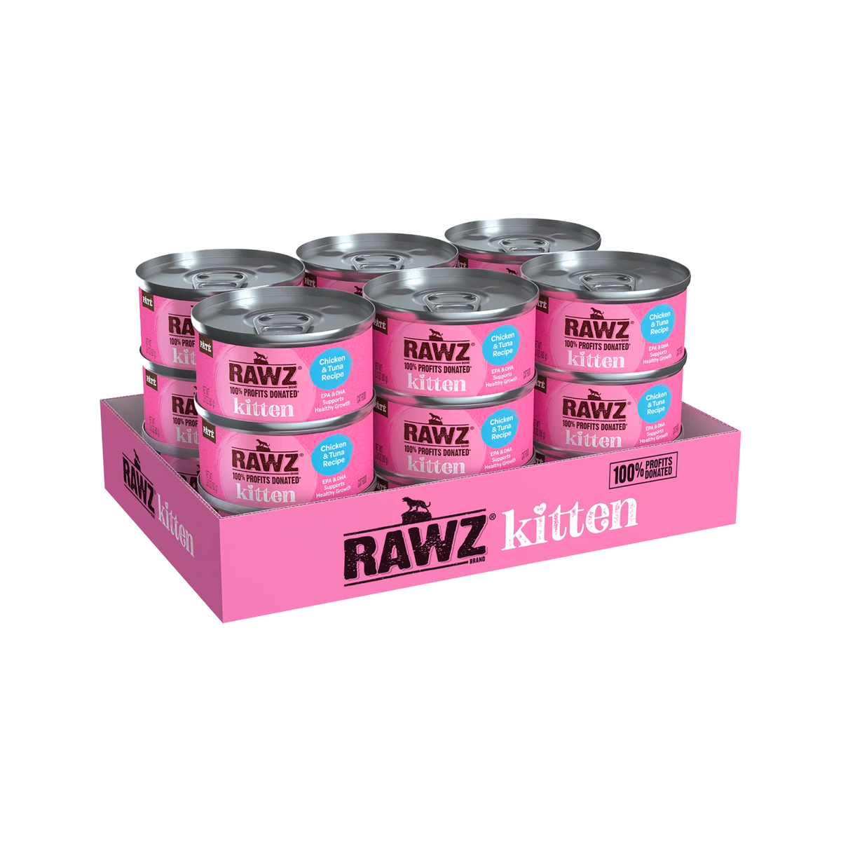 RAWZ Kitten Chicken & Tuna Cat Food – 2.8 oz case tray