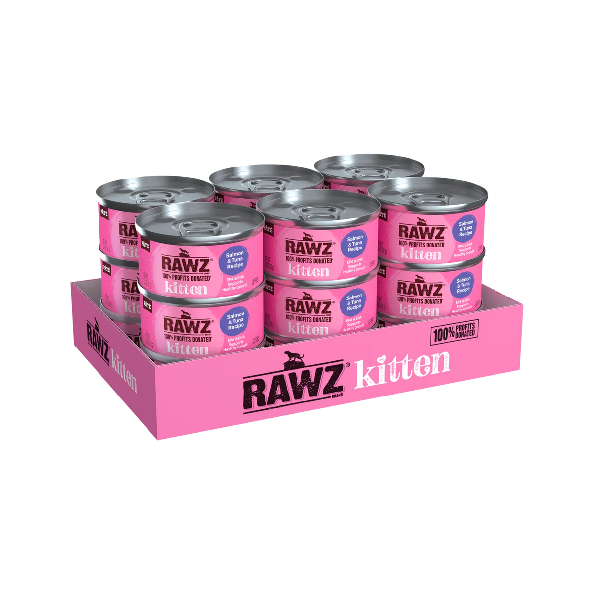 RAWZ Kitten Salmon & Tuna Cat Food – 2.8 oz case tray