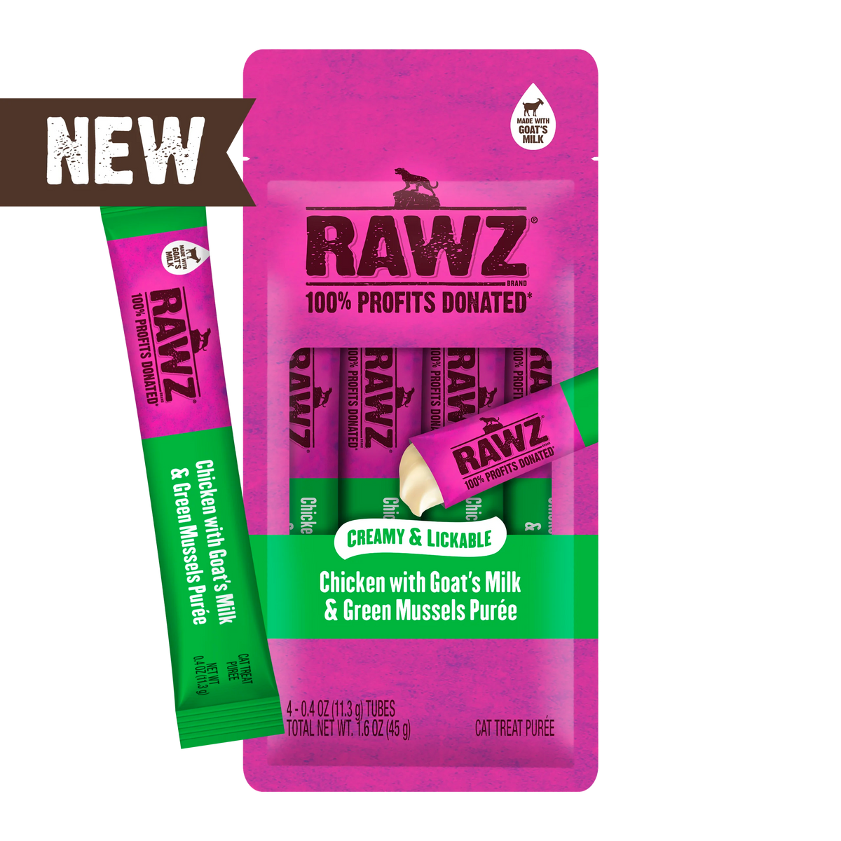 Rawz Chicken, Goat's Milk & Green Mussels Lickable Puree Cat Treat