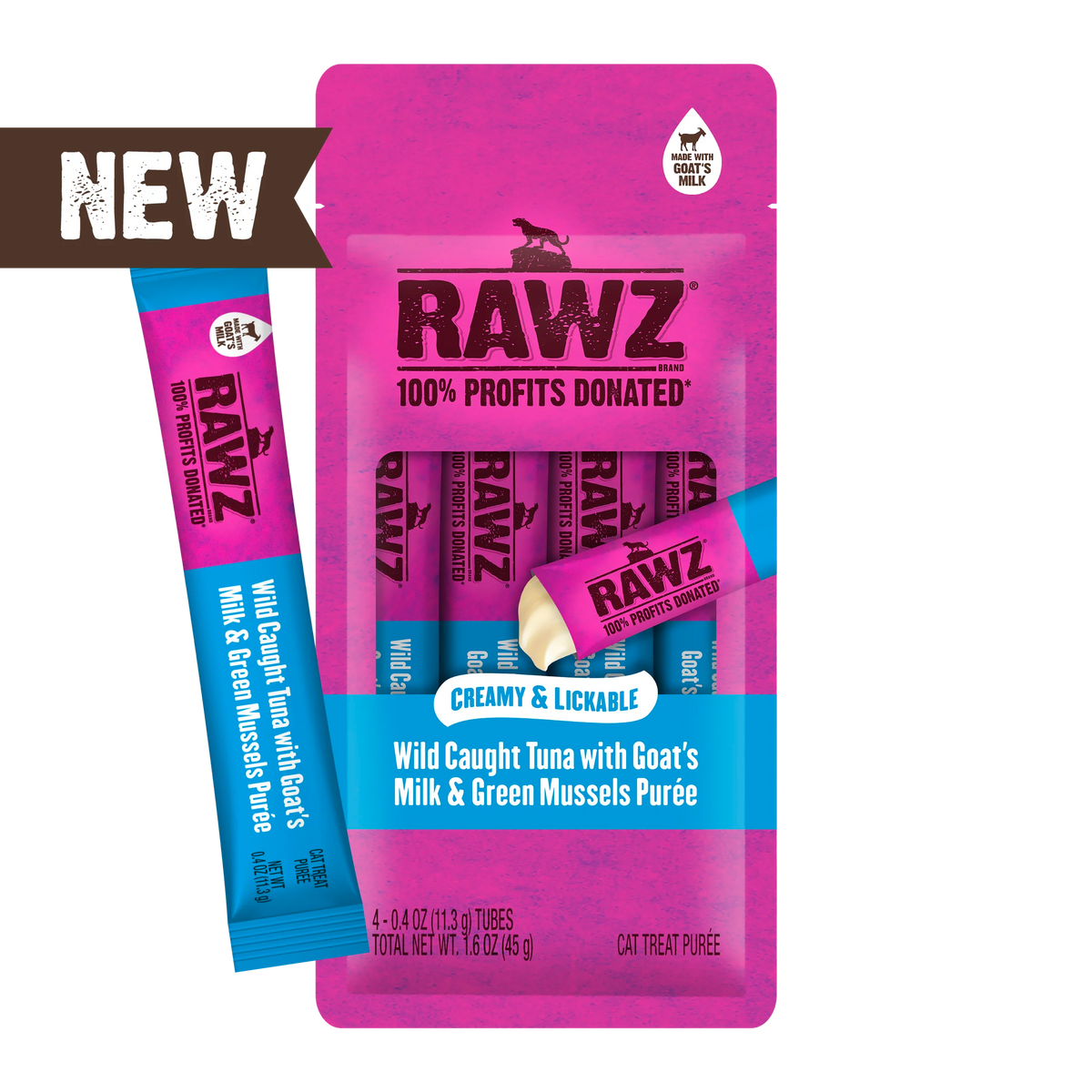 Rawz Tuna, Goat's Milk & Green Mussels Lickable Puree Cat Treat