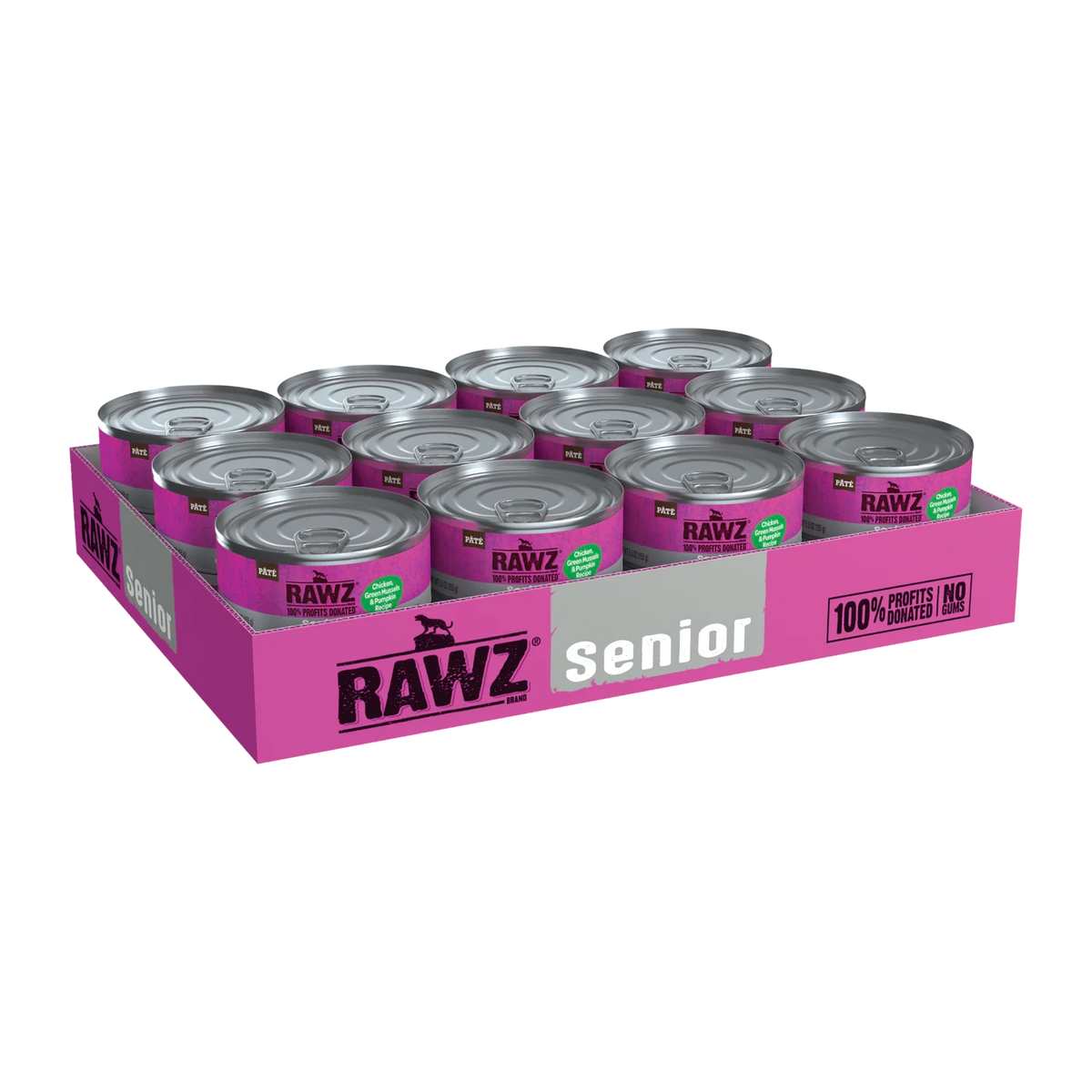 RAWZ Senior Chicken, New Zealand Green Mussels & Pumpkin Cat Food – 5.5 oz case tray