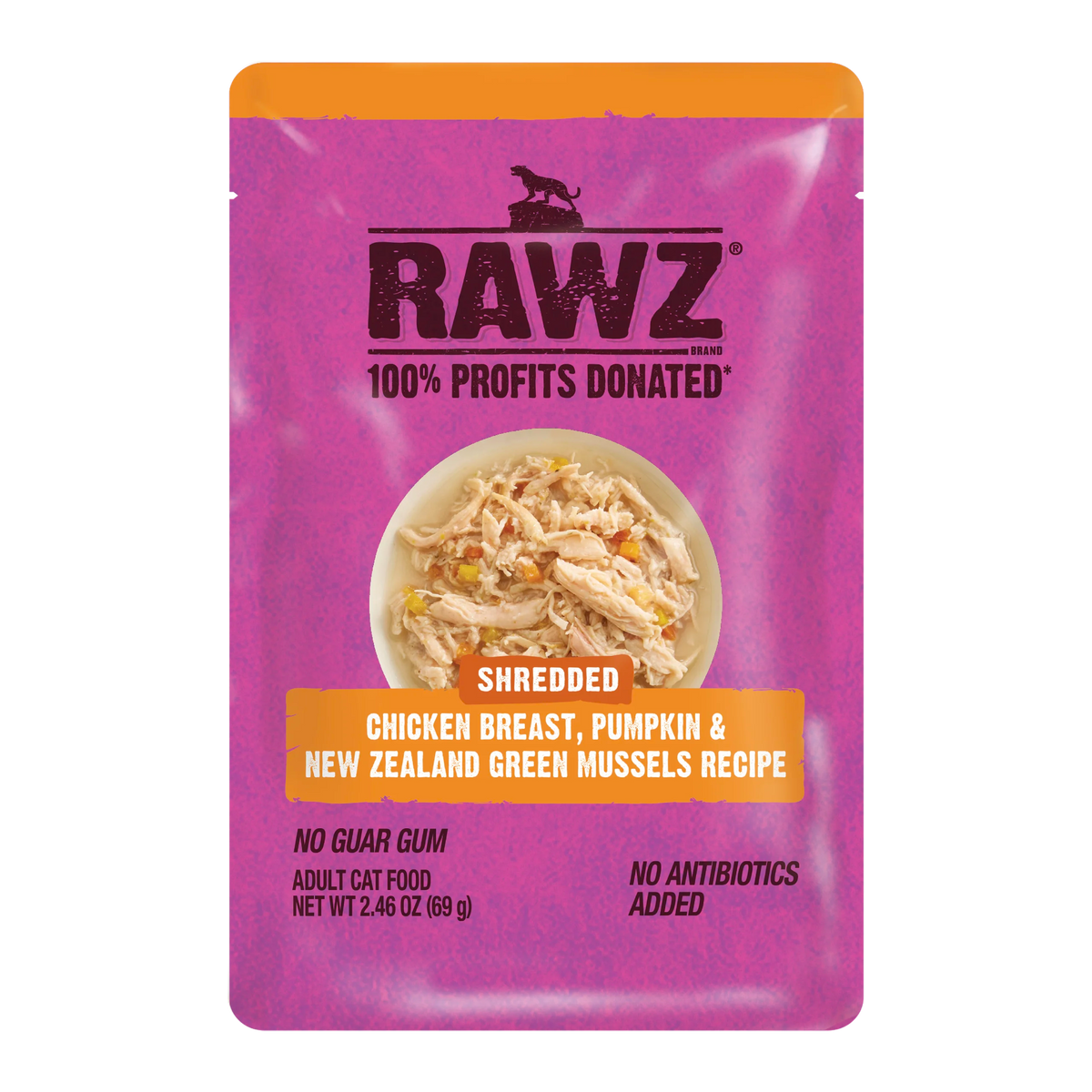 Rawz Shredded Chicken Breast, Pumpkin & New Zealand Green Mussels Cat Food Pouch