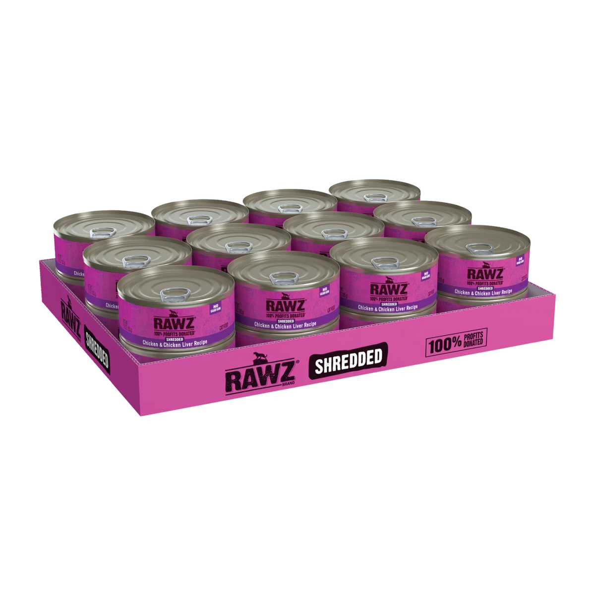 RAWZ Shredded Chicken & Chicken Liver Cat Food Recipe – 5.5 oz case tray